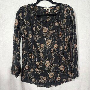 Women's Peasant Boho Fairycore US8 UK12* Cotton Fat Face Paisley Long Sleeve Tie